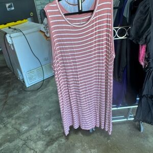 Striped Sleeveless Top - Pink and White